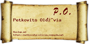 Petkovits Olívia névjegykártya